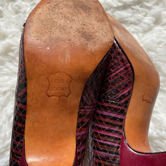 Vintage 80s Leather Patterned Thomas Wallace Heels - Size 6.5 - Picture 6 of 8